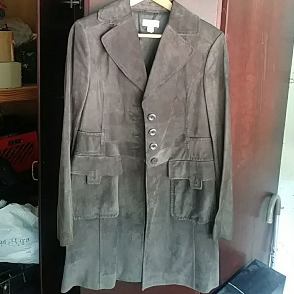 Grey suede Womans pea coat